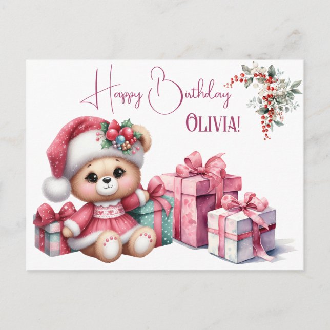 Fairy First Girl's 1. Geburtstag Postkarte (Vorderseite)