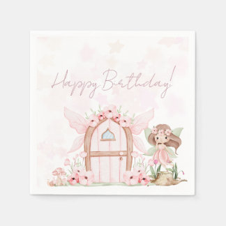 Fairy First Girl's 1st Birthday Party Custom Serviette