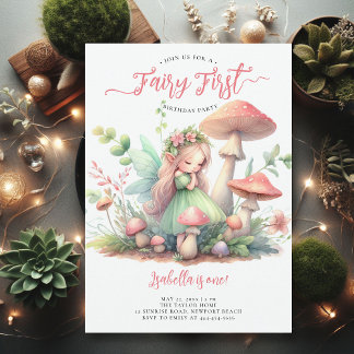 Fairy First Magical Garden Girls 1. Geburtstag Einladung