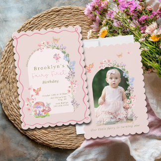 Fairy First Pastel Girl zum Geburtstag Einladung