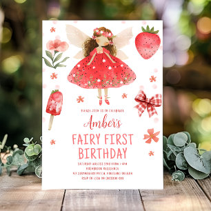 Fairy First Strawberry Fairy Birthday Einladung