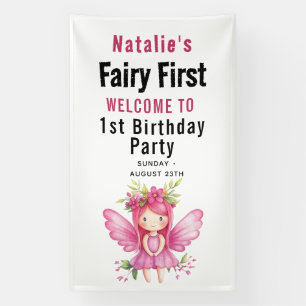 Fairy First Theme Girl's 1. Geburtstag Party Banner