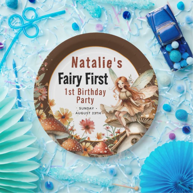 Fairy First Theme Girl's 1. Geburtstag Party Pappteller (Party)