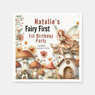 Fairy First Theme Girl's 1. Geburtstag Party Serviette