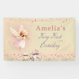 Fairy First Theme Girl's 1st Birthday Party Custom Banner