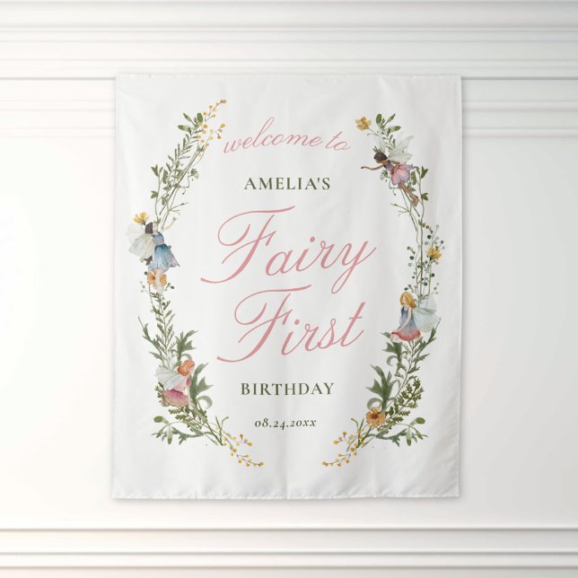 Fairy First Vintag Floral Geburtstag Willkommen Wandteppich (Von Creator hochgeladen)