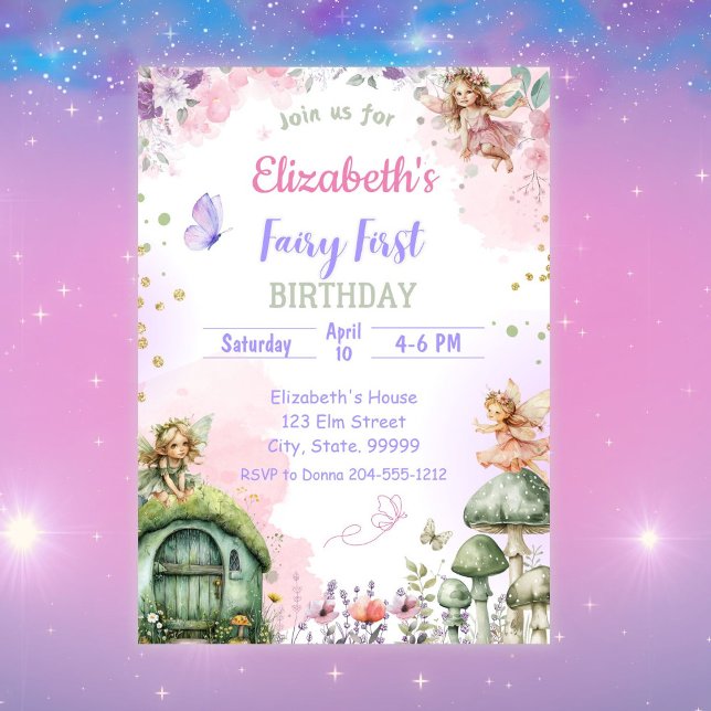 Fairy First Whimsical Birthday Einladung für Mädch (Von Creator hochgeladen)