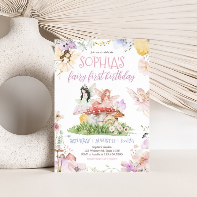 Fairy First Whimsical Birthday Party Einladung (Whimsical Fairy First Birthday Party Invitation)