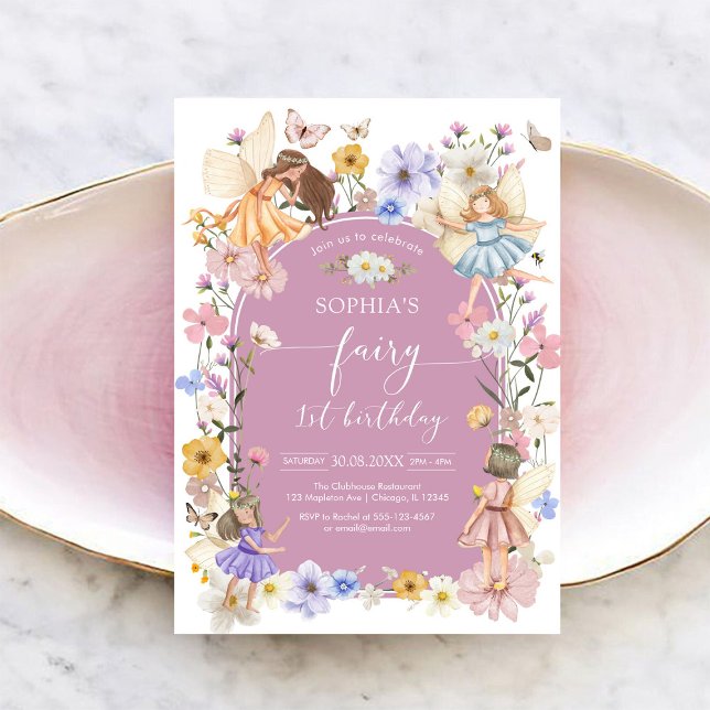 Fairy First Wildflower 1st Birthday Invitation Einladung (Von Creator hochgeladen)