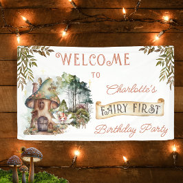 Fairy First Woodland Animals Pilz 1. Geburtstag Banner