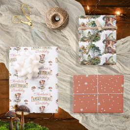 Fairy First Woodland Animals Pilz 1. Geburtstag Geschenkpapier Set