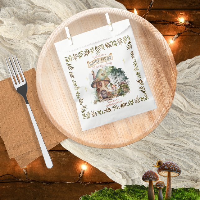 Fairy First Woodland Animals Pilz 1. Geburtstag Geschenktütchen (Fairy First Woodland Animals Mushrooms Girl's 1st Birthday Party Favor Bags)