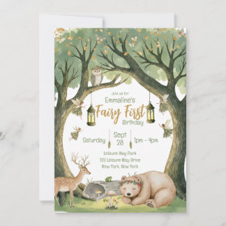 Fairy First Woodland zum Geburtstag Einladung