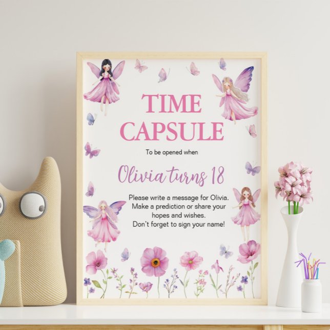 Fairy Floral Butterfly Birthday Party Time Capsule Poster (Von Creator hochgeladen)