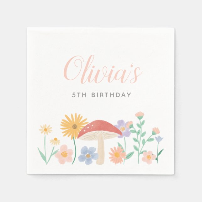 Fairy Floral Girl Birthday Party Serviette (Vorderseite)