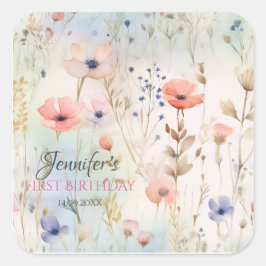 Fairy Floral Ticker Perfect Nature Girls Quadratischer Aufkleber