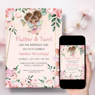 Fairy Flutter & Twirl Pink | Einladung zum Geburts