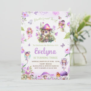 Fairy Flutter wirbelnd Lila Geburtstagseinladung Einladung