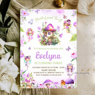 Fairy Flutter wirbelnd Lila Geburtstagseinladung Einladung