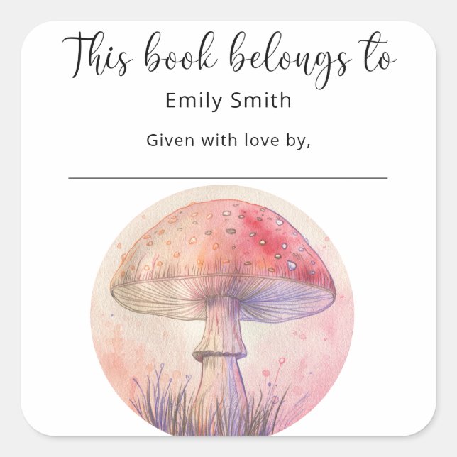 Fairy fly agaric - das Buch gehört Quadratischer Aufkleber (Vorderseite)