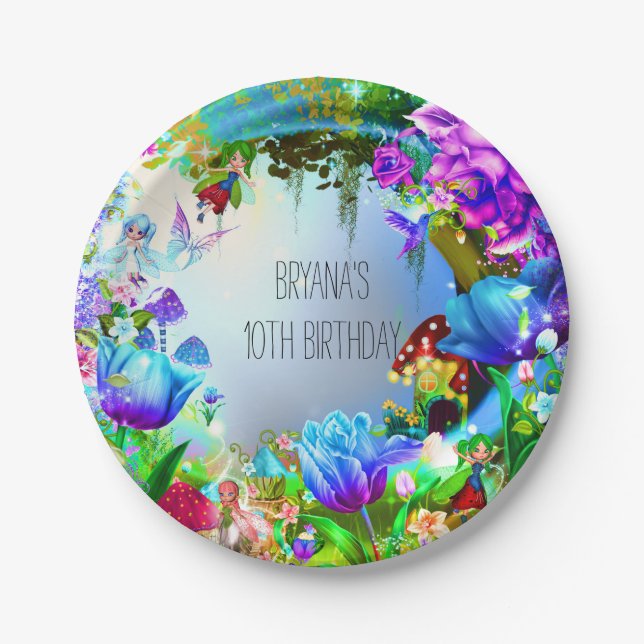 Fairy Forest Enchanted Magical Birthday Party Pappteller (Vorderseite)
