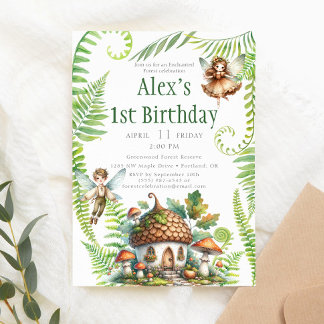 Fairy Forest Garden Gender Neutral 1. Geburtstag Einladung