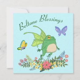 Fairy Frog Beltane Blessings Wicca Sabbat Feiertagskarte