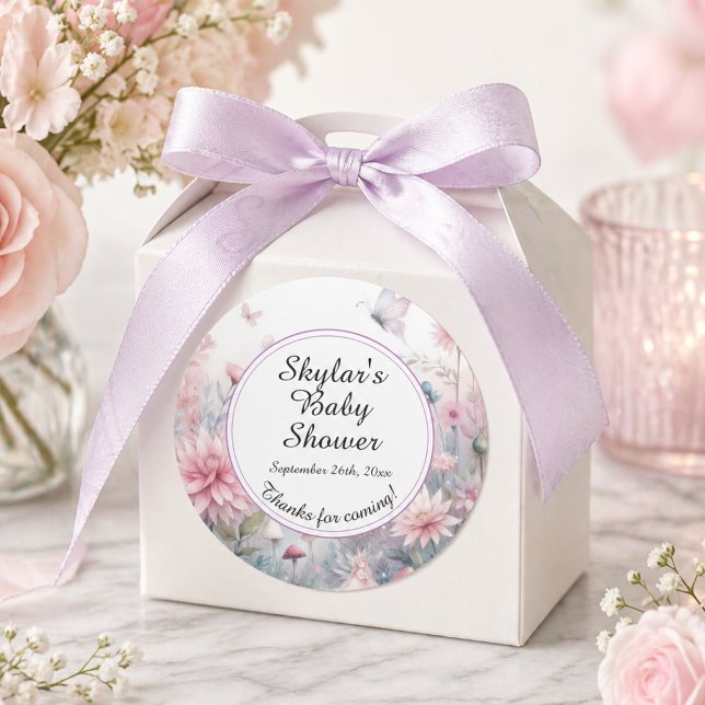Fairy Garden Baby Dusche Runder Aufkleber (Von Creator hochgeladen)