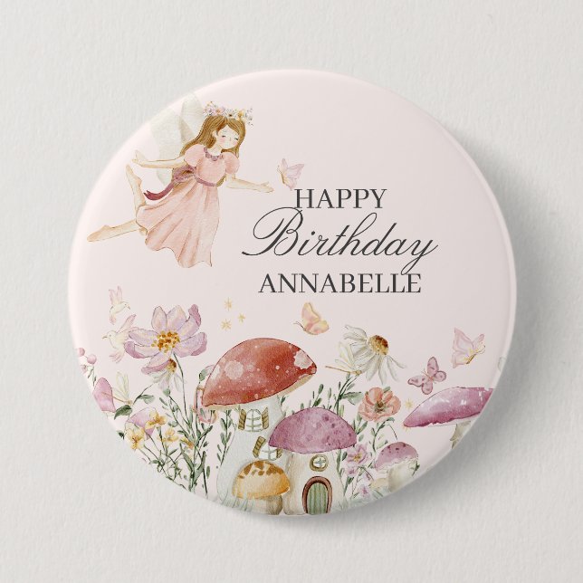 Fairy Garden Birthday Balloon Party Decke Gefallen Button (Vorderseite)