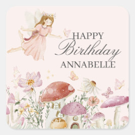 Fairy Garden Birthday Balloon Party Decke Gefallen Quadratischer Aufkleber