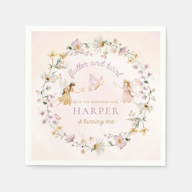 Fairy Garden Birthday Serviette (Vorderseite)