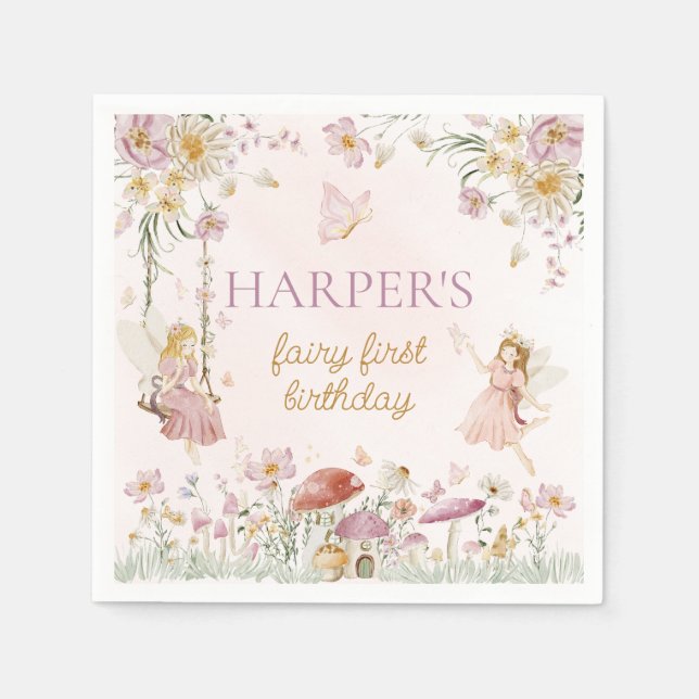 Fairy Garden Birthday Serviette (Vorderseite)