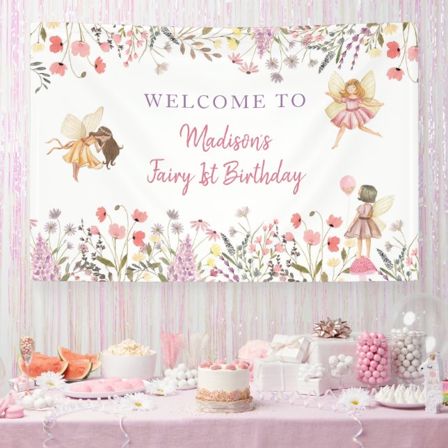 Fairy Garden Boho Wildblume Geburtstag Banner (Party)