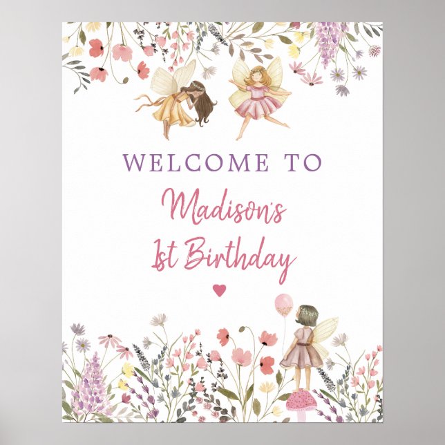 Fairy Garden Boho Wildblume Geburtstag Willkommen Poster (Vorne)