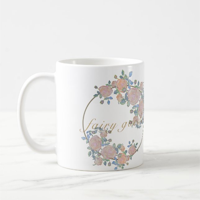 Fairy Garden elegante Muster der Rose Blume Klasse Kaffeetasse (Links)
