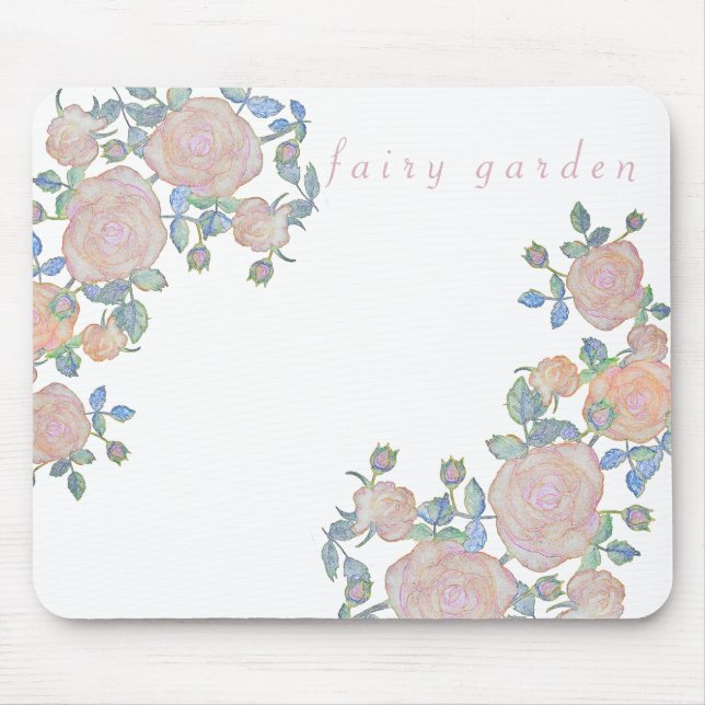Fairy Garden elegante Muster der Rose Blume Klasse Mousepad (Vorne)