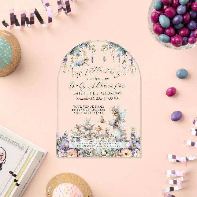 Fairy Garden Floral Tee Party Girl Babydusche Acryleinladungen (Insitu (Feier))