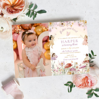 Fairy Garden Foto Geburtstagsparty Einladung