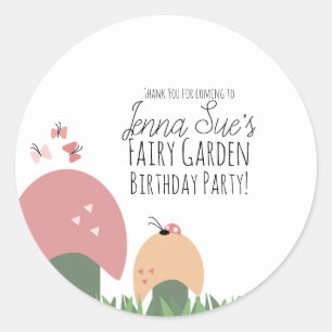 Fairy Garden Mushrooms Ladybugs Butterflies Danke Runder Aufkleber