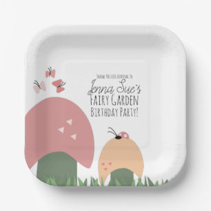 Fairy Garden Mushrooms Ladybugs Butterflies Pappteller