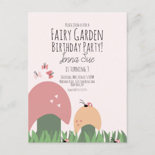 Fairy Garden Mushrooms Ladybugs Butterflies Postkarte