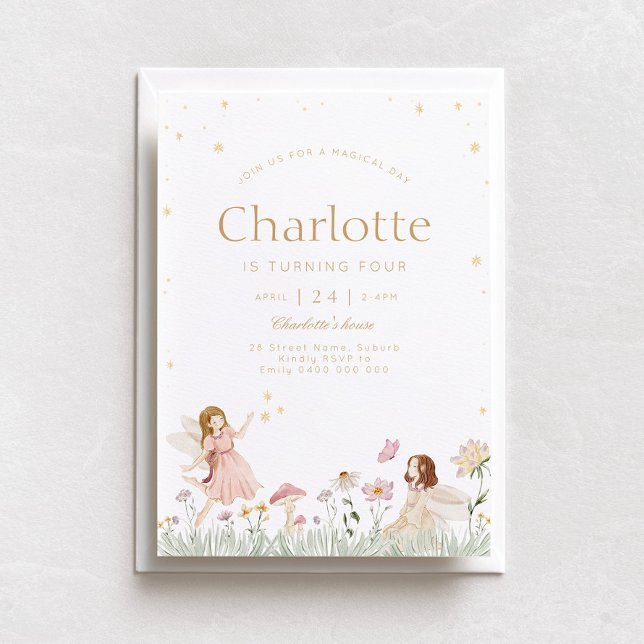 Fairy Garden Party Geburtstag Einladung (FRONT)