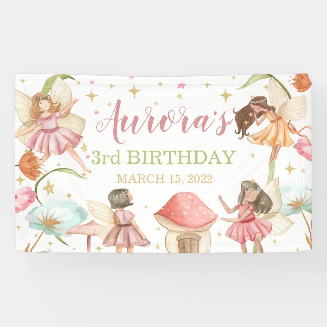 Fairy Garden Princess Magical Birthday Banner  (Horizontal)
