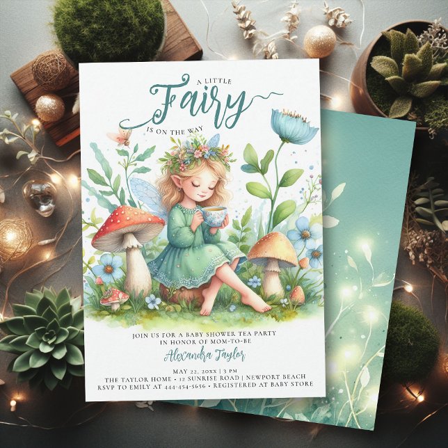 Fairy Garden Tee Pilze Wilds Baby Girl Dusche Einladung (enchanted fairy garden tea party girl baby shower invitation magical mushroom village forest elegant)