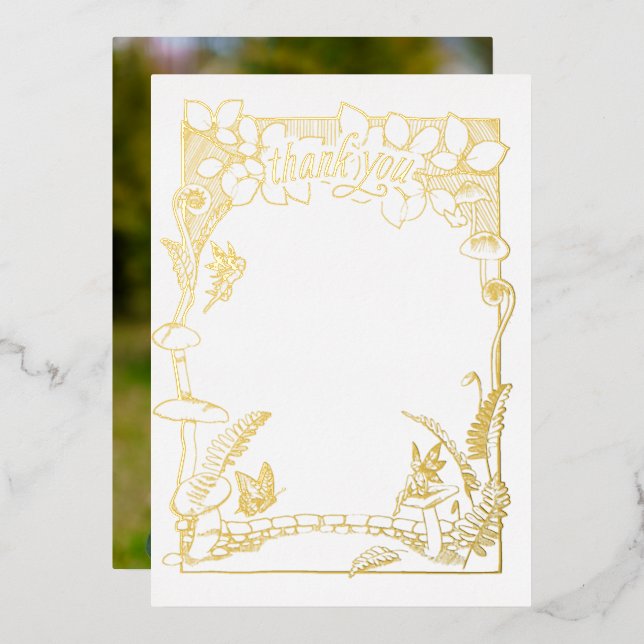 Fairy Garden Vielen Dank Notecard Folieneinladung (Vorderseite/Rückseite)