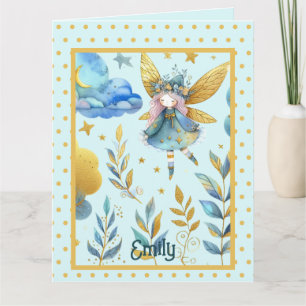 Fairy Geburtstag Teal Gold Rosa Prinzessin Märchen Karte
