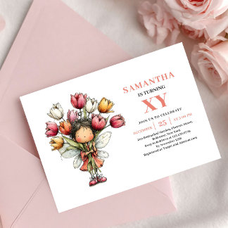 Fairy Girl 8th Birthday Whimsical Pink invitation Einladung