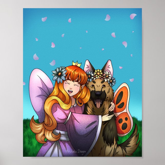 Fairy Girl and Dog Poster (Vorne)