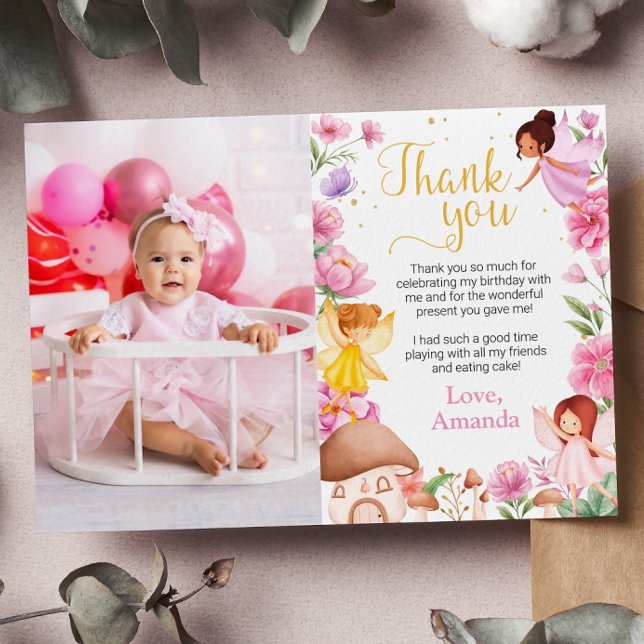 Fairy Girl Birthday Foto Vielen Dank Dankeskarte (Von Creator hochgeladen)