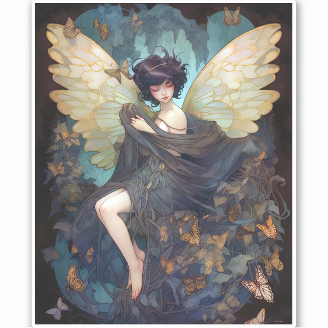 Fairy Girl Fantasy Art Aufkleber (Vorderseite)